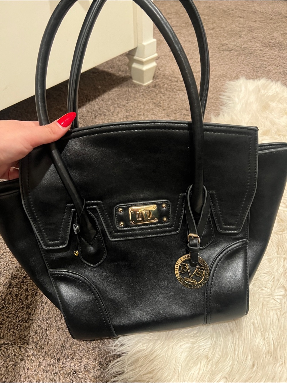 Versace Black  Tote with Gold Accents
